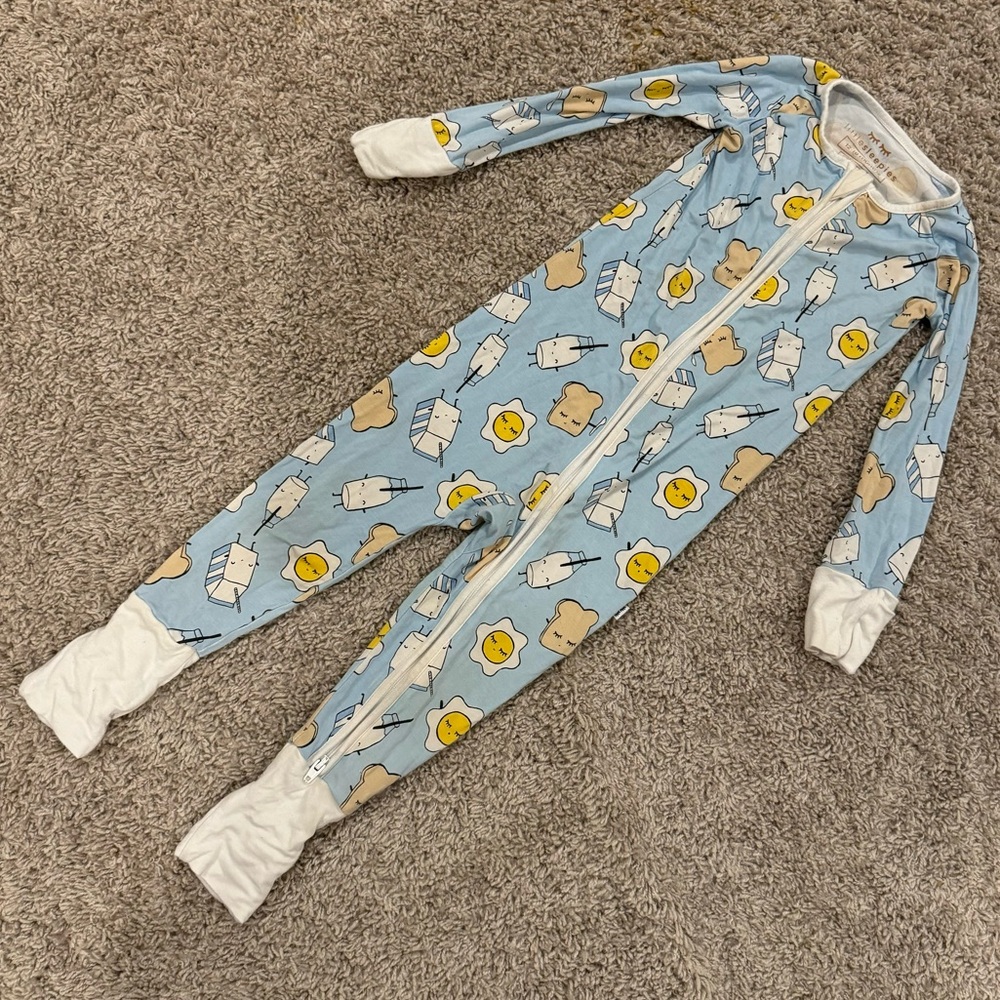 Little Sleepies Zippy in Blue Breakfast Print - 12-18M